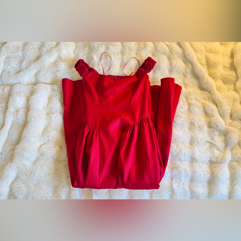 Reformation Monet Linen Dress In Lipstick, Brand new without tags, never worn. - Picture 13 of 16